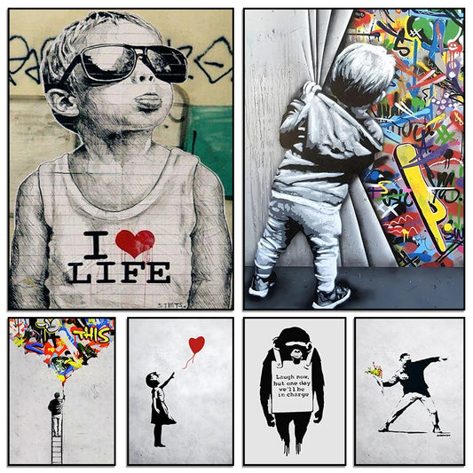 Banksy Street Graffiti Canvas Wall Art