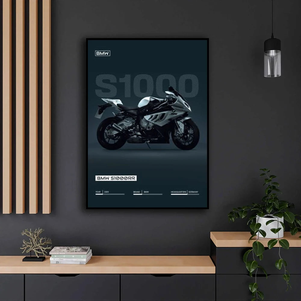 Black Motorcycle Wall Art