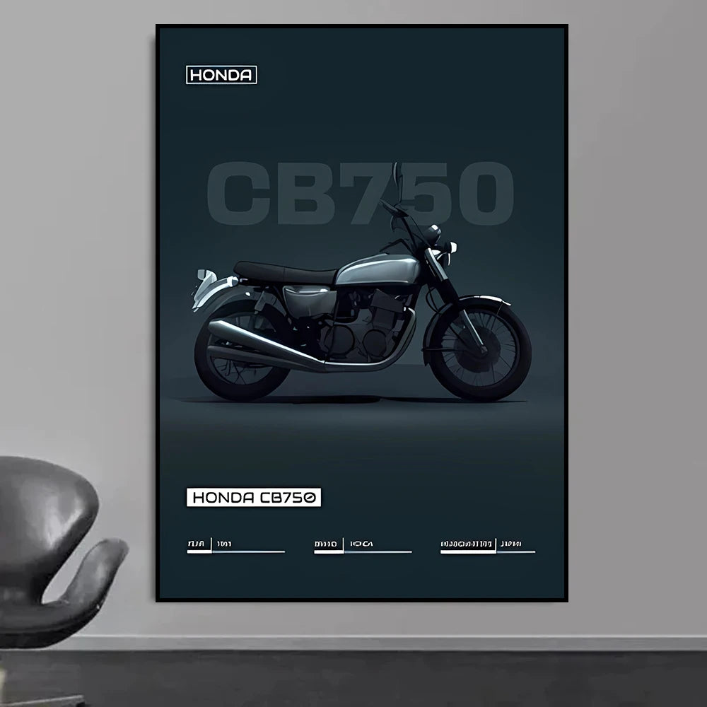 Black Motorcycle Wall Art