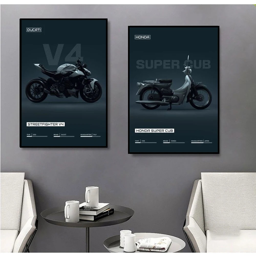 Black Motorcycle Wall Art