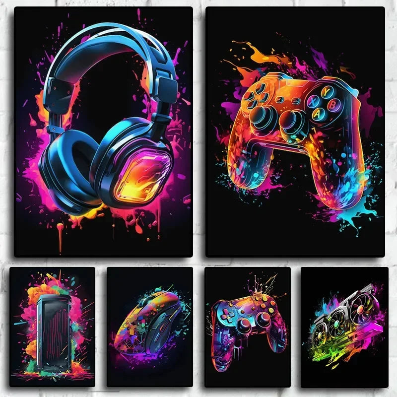 Neon Video Game Wall Art