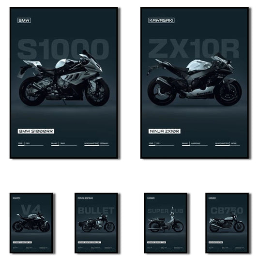 Black Motorcycle Wall Art