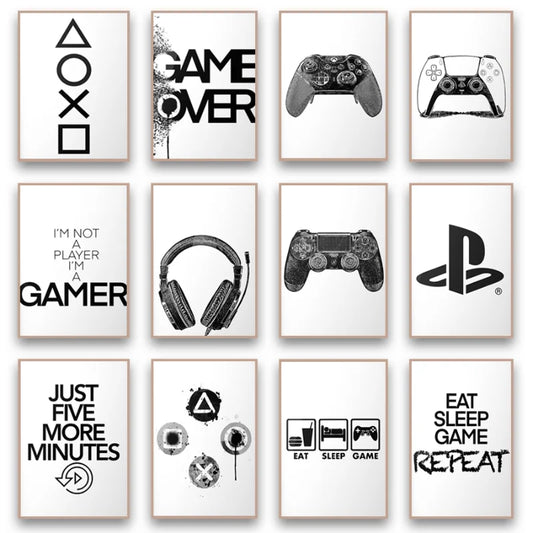 Black and White Gaming Wall Art