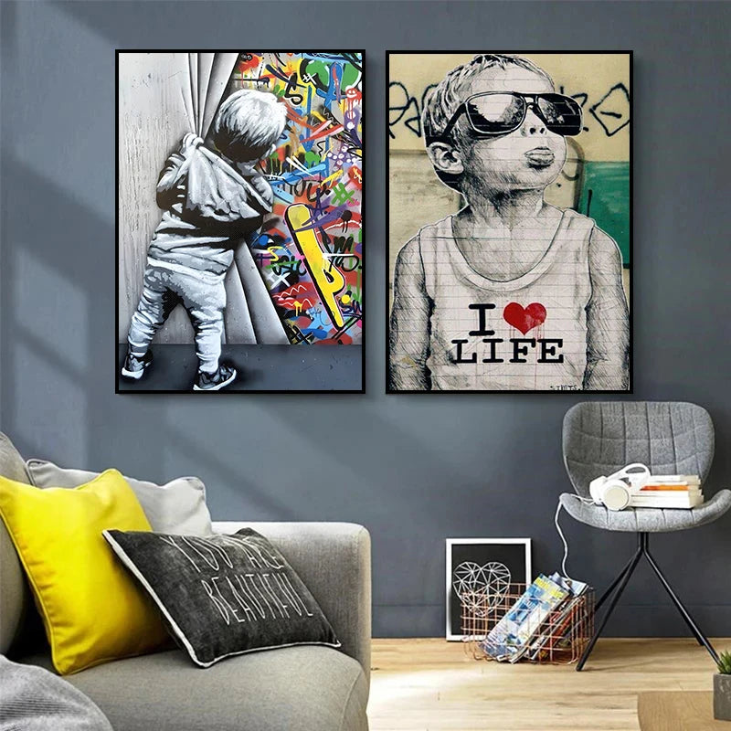 Banksy Street Graffiti Canvas Wall Art