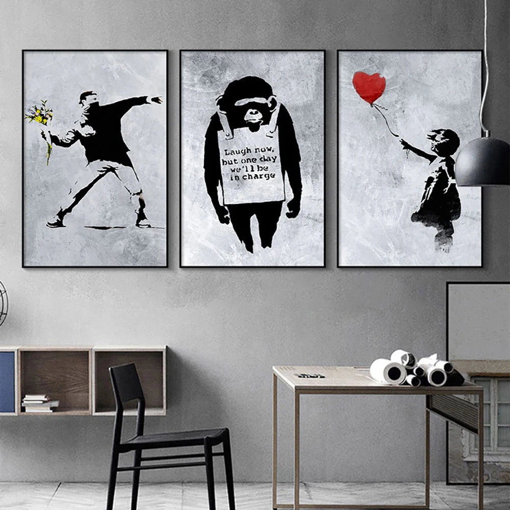 Banksy Street Graffiti Decorative Canvas Wall Art